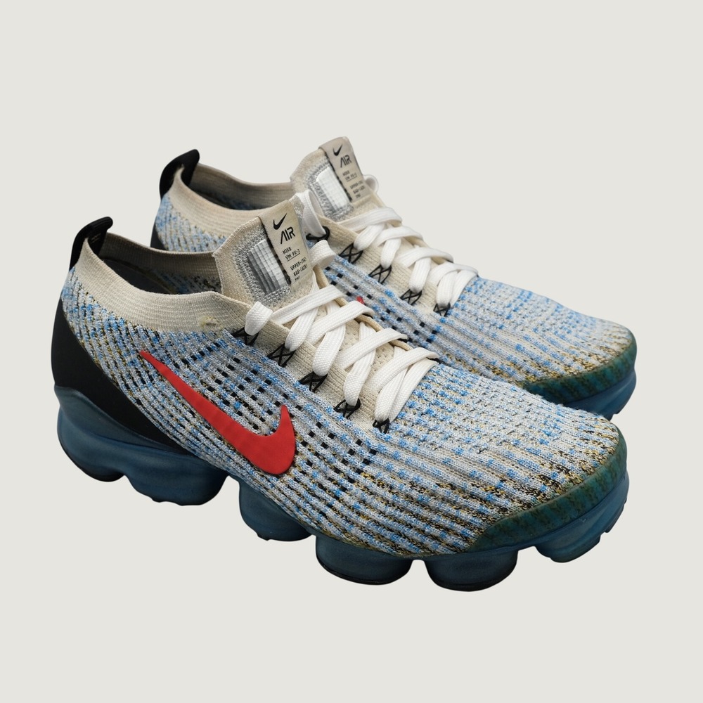Nike Air VaporMax 3.0 Mens Blue Red Flyknit Running Shoes AJ6900-106 8 Low Top